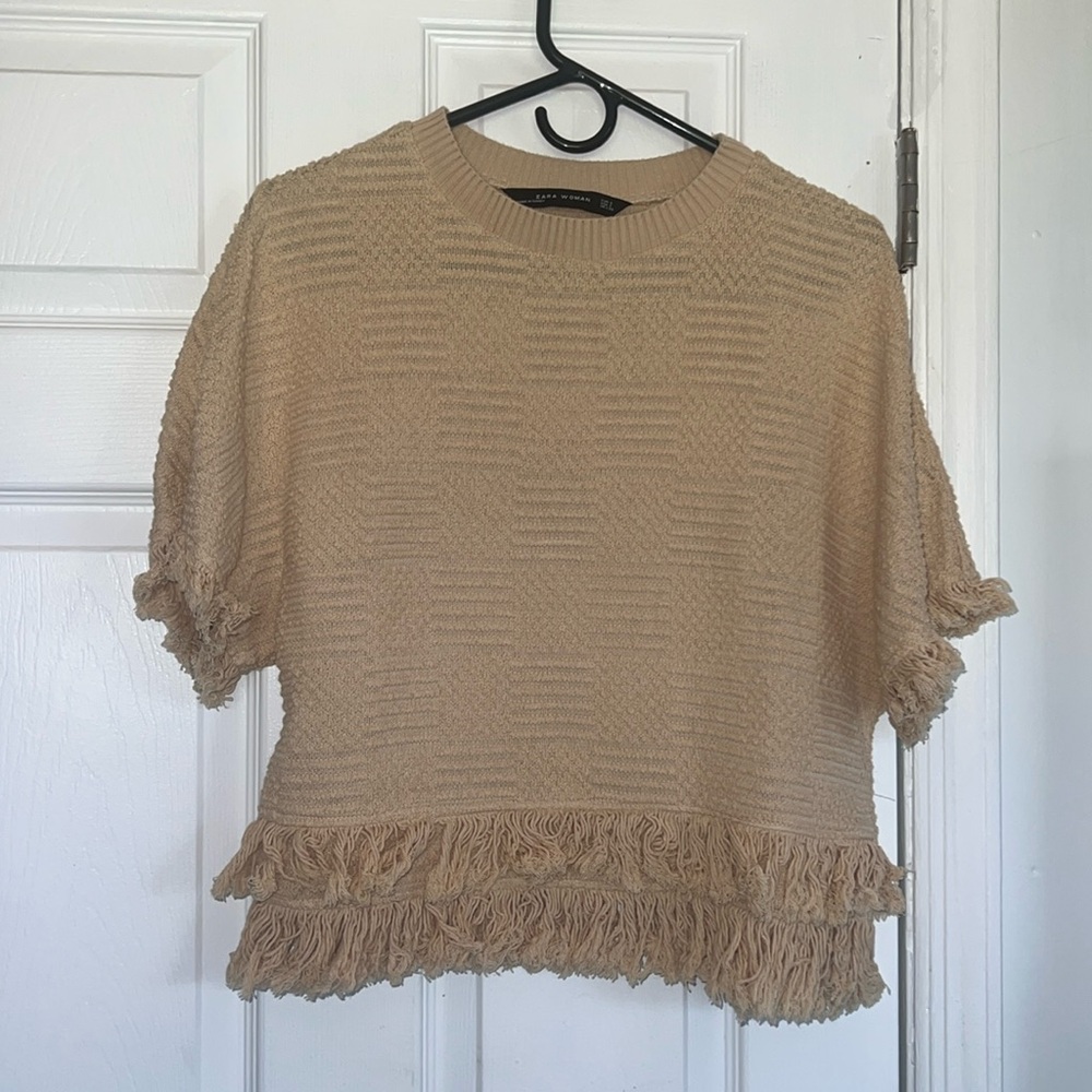 Zara ruffle top beige size small zara women top shirt